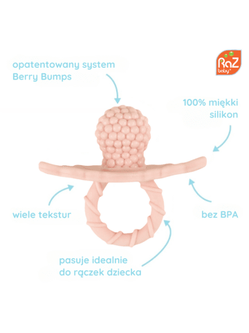 Beißring für zahnende Babys aus Silikon Himbeere 3M+ in Rosa