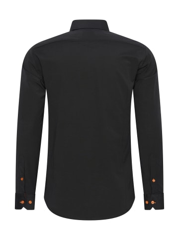 Business Hemd Slim Fit Premium Cotton-Stretch in Schwarz / Orange