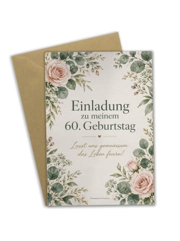 Glückwunschkarte Einladungskarte floral Design ... in Weiß