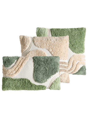 3er-Set Dekokissen ALSTONIA in Beige/Grün/Weiß