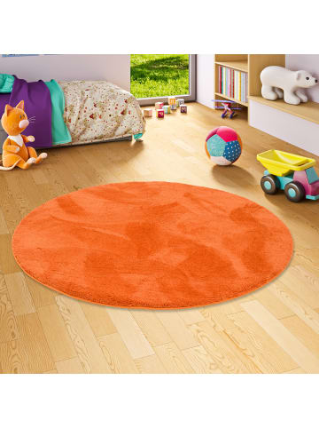 Hochflor-Teppich Silky Rund in orange