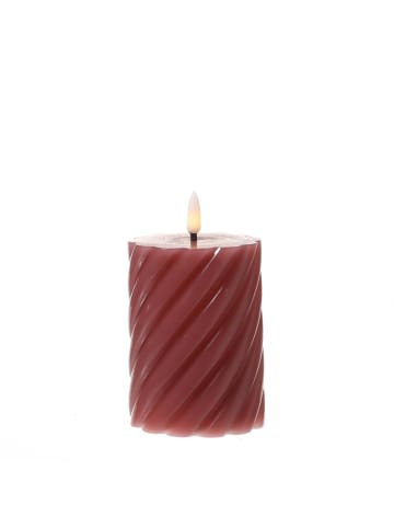 LED Kerze TWIST Echtwachs gedreht flackernd H: 12,5cm in altrosa
