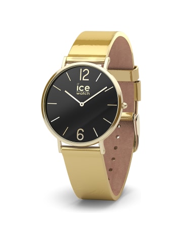 Quarzuhr City Sparkling goldfarbend Lederarmband  32 mm in gold