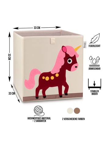 Aufbewahrungsbox Einhorn hell, 33 x 33 x 33 cm