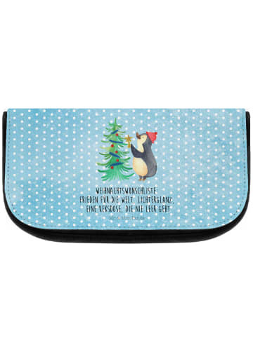 Beautycase Pinguin Weihnachtsbaum mit Spruch in Eisblau