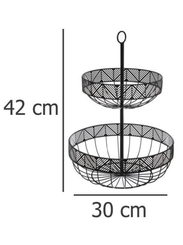 Servieretagere FRISE aus Metall, 2 Ebenen in Schwarz, Ø 30 cm
