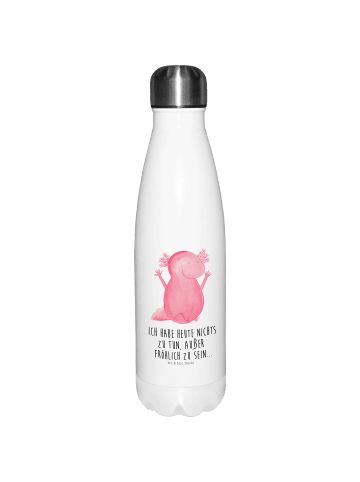 Trinkflasche Axolotl Hurra mit Spruch in Weiß