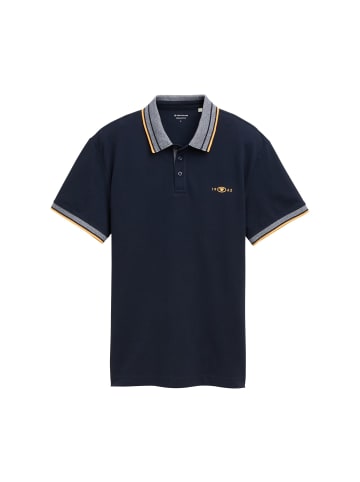 Poloshirt mit kontrastierenden Streifen und Logo in Blau-2