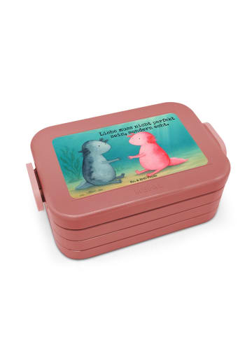 Lunch Box Axolotl Liebe Design mit Spruch in Rot Pastell