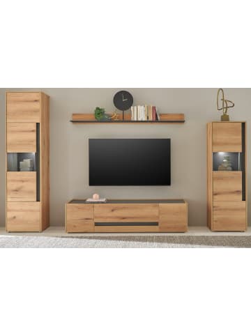 Wohnwand Evoke Eiche, grau, Wohnkombination Set 4-teilig, 310 cm