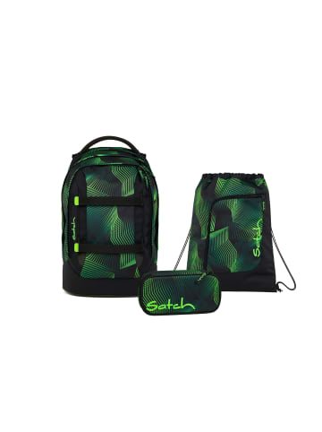 Schulrucksack-Set PACK Seismic Green 3-teilig in Grün/Schwarz