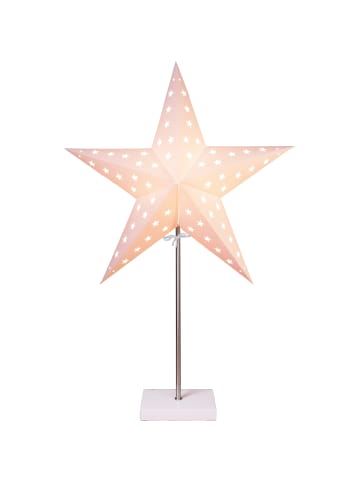 Stern-Tischleuchte Leo, Holzfuß, weiß, 65cm in Weiß