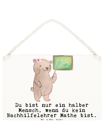 Schild Nachhilfelehrer Mathe Herz mit Spruch in Weiß