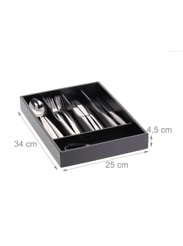 Besteckkasten in Schwarz - (B)34 x (H)4,5 x (T)25 cm