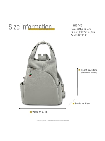 Leder Cityrucksack Florence Rucksack hellgrau ca. 27cm