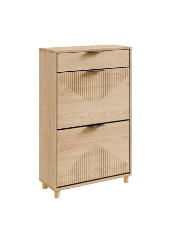 Schuhschrank in Hell-Eiche - (W) 24 x (H) 95 x (L) 60 cm