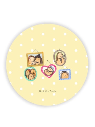 Rund Magnet Igel Familie ohne Spruch in Gelb Pastell