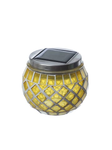 4x LED Solar Windlicht Mosaik Solarglas H: 9cm in bunt
