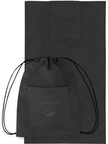 Badehandtuch mit Rucksackfunktion in Schwarz