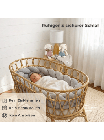Bettschlange geflochten, waschbar, feste Enden, extra breit Jersey