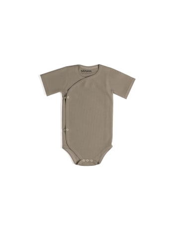Baby Wickelbody aus 100% Bio-Baumwolle kurzarm gerippt Simply Taupe