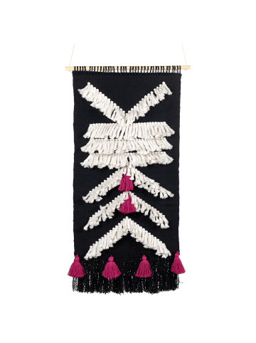 Wandbehang PAKPATTAN in Schwarz/Weiß/Rosa - (W) 56 x (H) 123 x (L) 1 cm Vertikal
