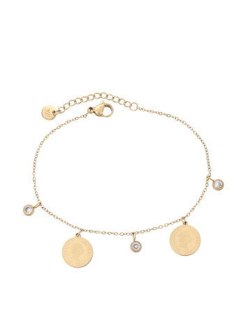 Women Chain Link Bracelet With Charms in Gold