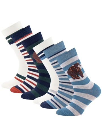 6er-Set Socken 6er Pack Bär/Ringel in bunt