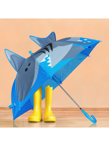 Kinder-Regenschirm "Hai" in Blau/ Grau
