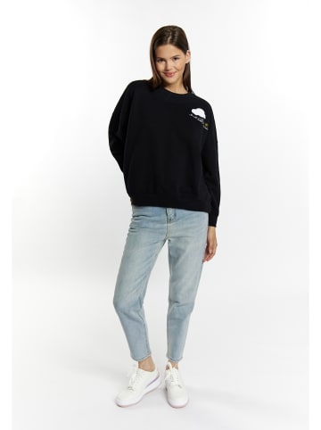 Damen Sweatshirt Mit Applikation in Schwarz