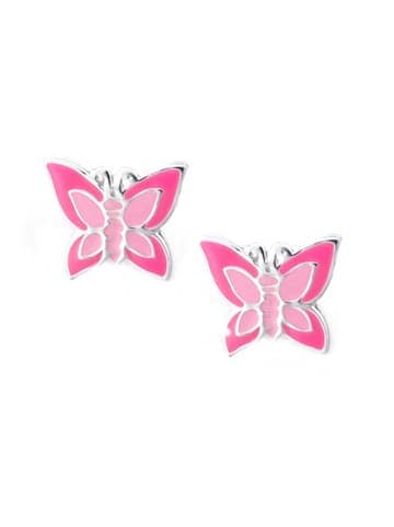 Ohrringe 925 Silber Schmetterling Pink