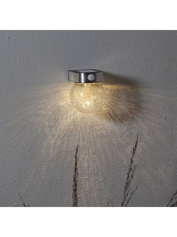 Solar Wandleuchte ,Glory', Kugelleuchte aus Crackle-Glas, Bewegungsmel