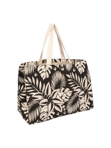 Shoppertasche aus Baumwolle mit Print in Schwarz, 50 x 24 x 35 cm