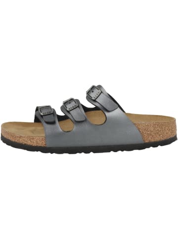 Pantolette Florida Birko-Flor Metallic schmal in schwarz