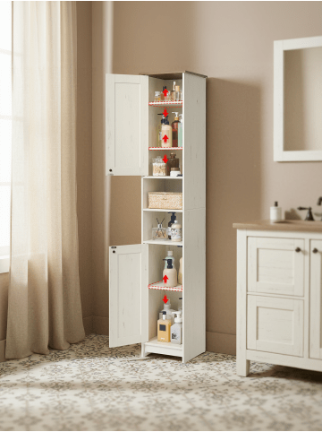 Badezimmerschrank Hopu in Weiß - (B)30 x (H)170 x (T)30 cm