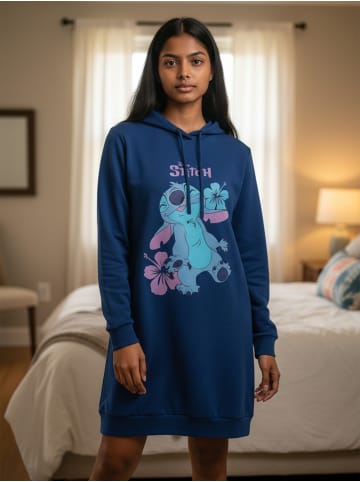 Disney Lilo & Stitch Sweatkleid Oversize Hoodie Kapuzenpullover in blau