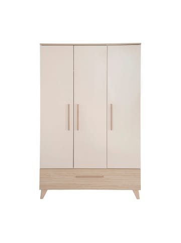 Kinderkleiderschrank Sidney 3-türig mit Massivholzgriffen & großer Schublade