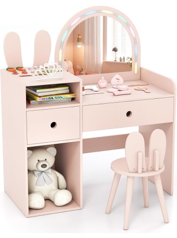 Kinder Schminktisch mit Beleuchtung in Rosa