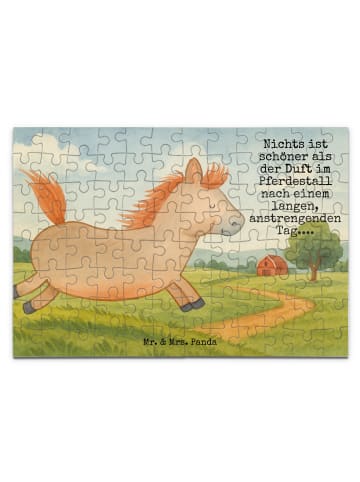 Puzzle Pferd Springen Design mit Spruch in Weiß