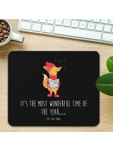 Mouse Pad Fuchs Sänger mit Spruch in Schwarz