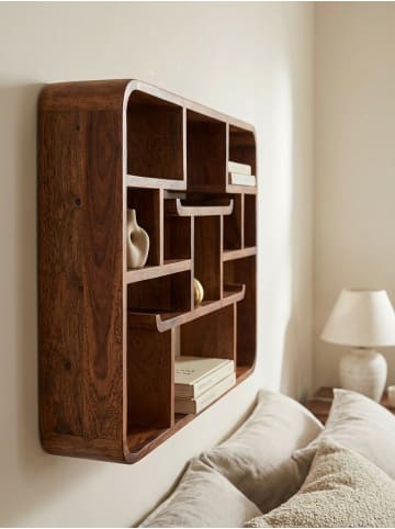 Wandregal 80x55x15 cm Massivholz Hängeregal Modern