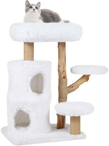 Kratzbaum Holz 93 cm hoch in Weiß