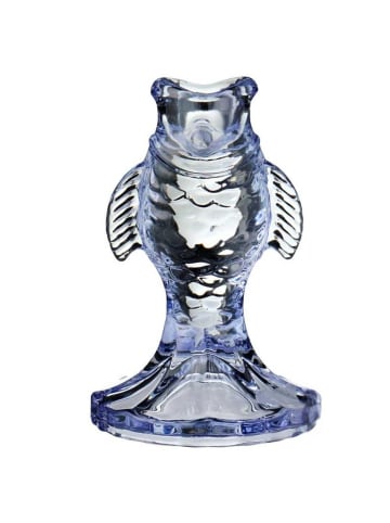 Kerzenhalter FISCH BLAU Glas für 1 Kerze 12x8 cm