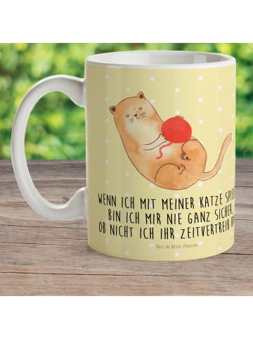 Kinderpott Katze Wolle mit Spruch in Gelb Pastell