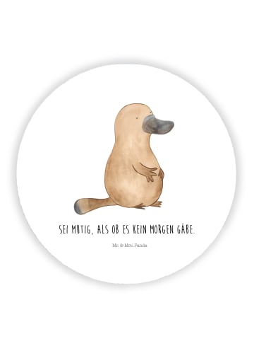 Kühlschrankmagnet Schnabeltier Mut mit Spruch in Weiß
