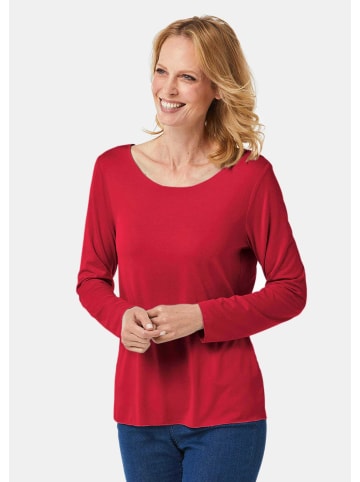 Kurzgröße:  Langarmshirt mit tonaler Zierkante in rot