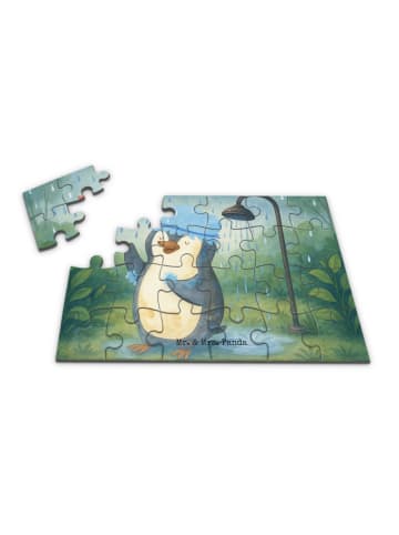 Puzzle Pinguin Duschen Design ohne Spruch in Weiß