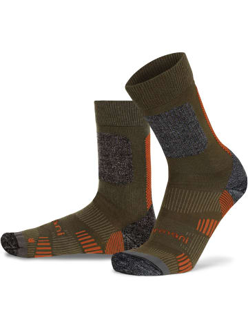 2 Merino Trekking Socken mit Frotteesohle in Oliv