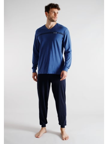 Pyjama Maine in blau-mittel-uni
