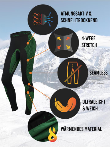 2 x Thermounterhose Lange Skiunterwäsche für Damen in Grün